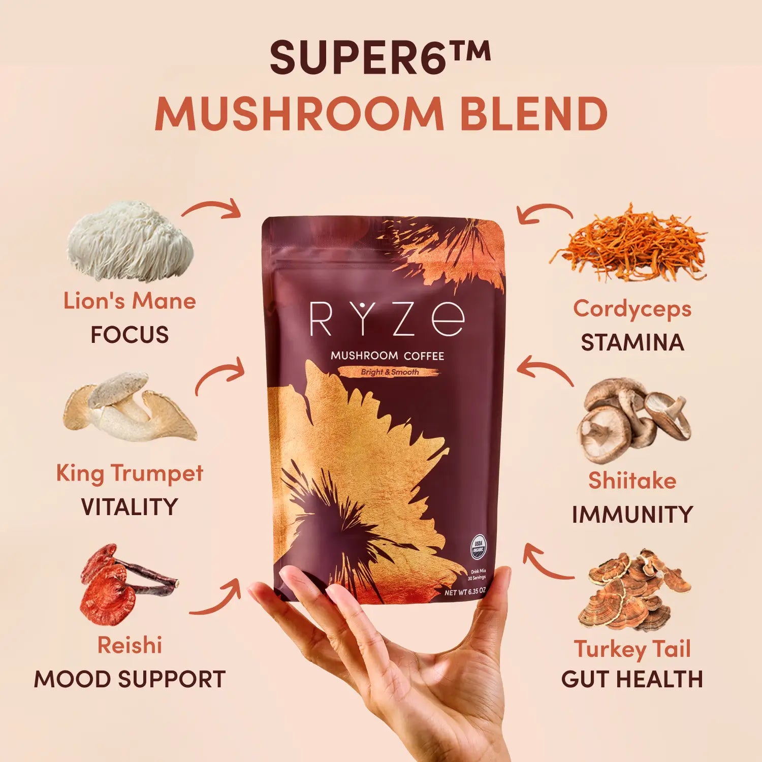 Mushroom Coffee (30 Servings) - Superfood Morning